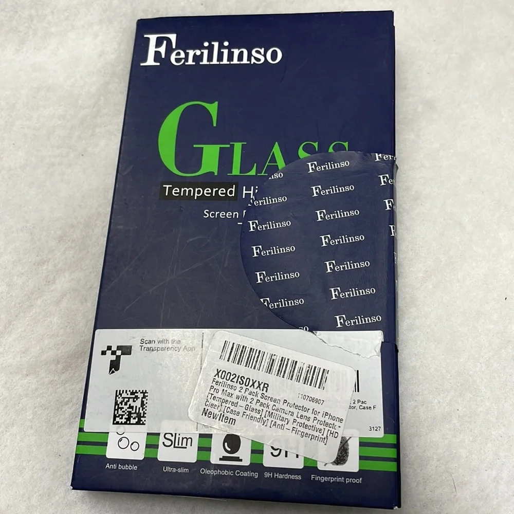 NEW!!! Ferilinso protector iPhone pro max tempered glass